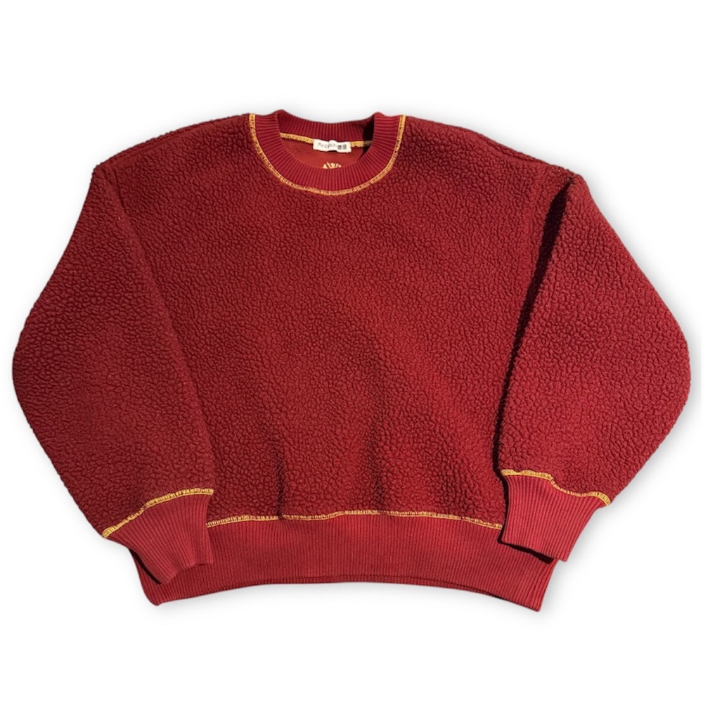 JW Anderson x UNIQLO Pile-Lined Fleece Crewneck Sweater Maroon Red Pullover